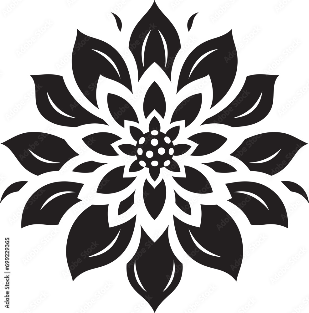 Fototapeta premium Clean Vector Petal Sketch Sleek Hand Drawn Icon Whimsical Artistic Flower Simple Black Emblem