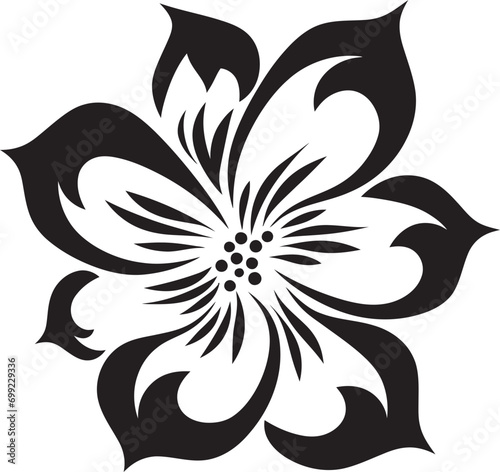 Elegant Floral Detail Black Single Vector Logo Simple Artistic Whirl Handcrafted Black Emblem