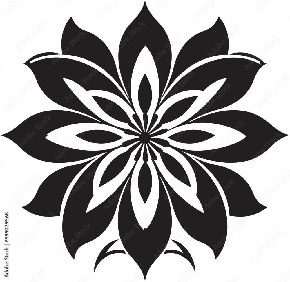 Minimalist Floral Detail Black Iconic Element Whimsical Vector Bloom Single Artistic Logo