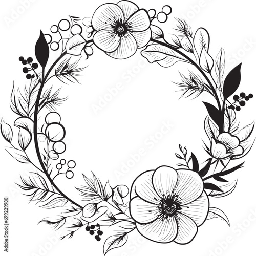 Wallpaper Mural Whimsical Floral Arrangement Vector Wedding Emblem Modern Wedding Bouquet Black Floral Icon Design Torontodigital.ca