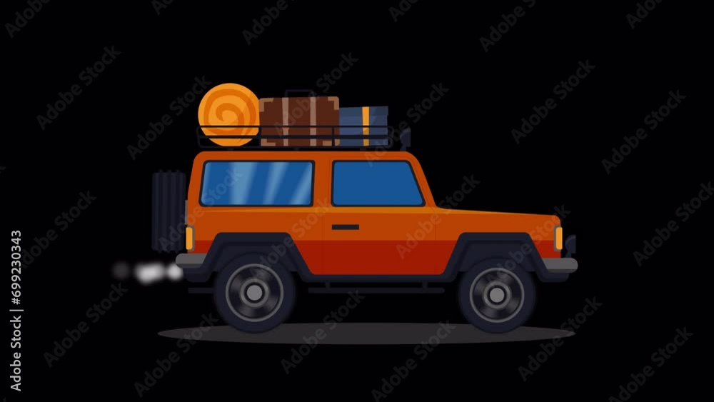 Pajero car running away for travel with trasparent background