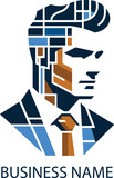 Businessman logo, Handsome Man icon, emblem of a confident company, pixel art businessman.
