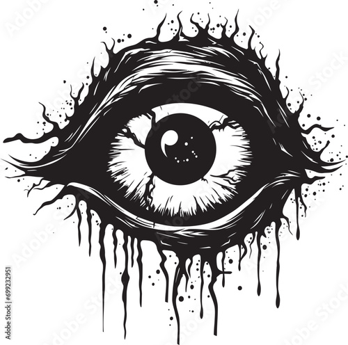 Chilling Zombie Vision Black Vector Eye Design Menacing Unearthly Eye Creepy Black Icon