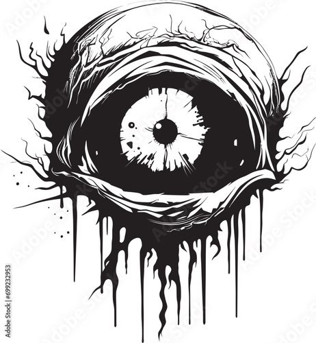 Menacing Unearthly Eye Creepy Black Icon Haunted Zombie Look Vector Scary Eye Emblem