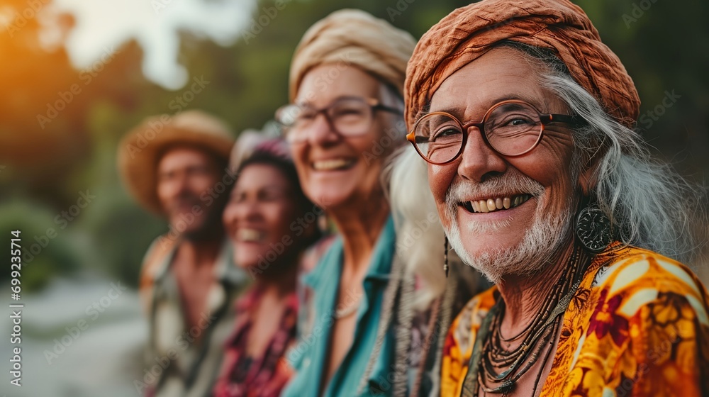 a group of older people standing next to each other