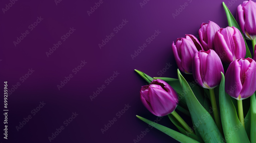 Elegant Purple Tulips on a Lavender Background