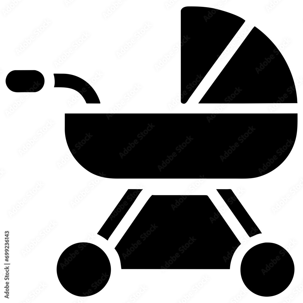 Baby stroller with a reclining seat vektor icon illustation Baby stroller with a reclining seat vektor icon illustation