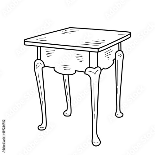 Sketch of a dressing table. Desk, dinner table, dressing table, desktop, kitchen table. Piece of furniture