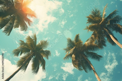  Palm Trees Vintage - clear summer skies