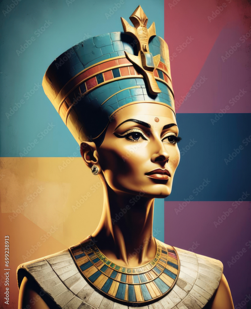 Pop Art Portrait of Queen Nefertiti - Ancient historical figure ...