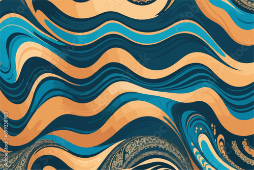 Oceanic Ephemera: Aesthetic Waves Grace Flat Vector 2D Seamless Patterns