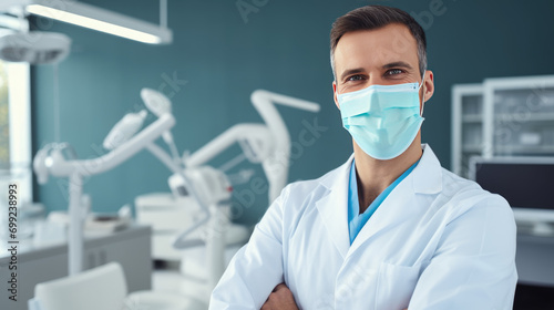 Portrait of male dentist in clinic