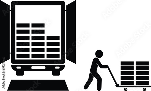 unload material form truck transport goods Warehouse materials unload unload shipment