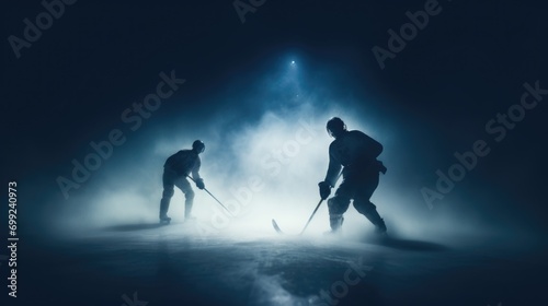 two hockey players playing in the rink