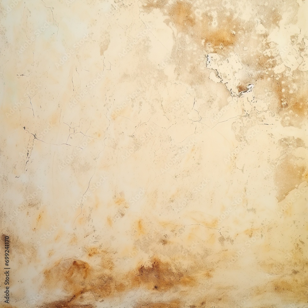 Fototapeta premium Colour old concrete wall texture background. Close up retro plain cream color cement wall background texture. Design paper vintage parchment element. - Gen AI