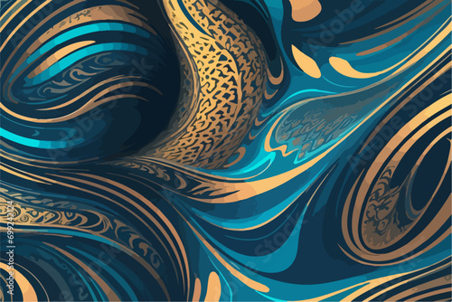 Elegance in Bloom: Aesthetic Waves Blossom in Flat Vector 2D Patterns