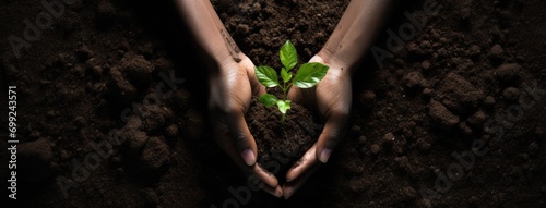 Handful of earth save environment. Sprouting plant on hands full of fertile soil farmer holding plant soil health environment day earth garden soil hands hold earth plant seedling sprout hand seedling photo