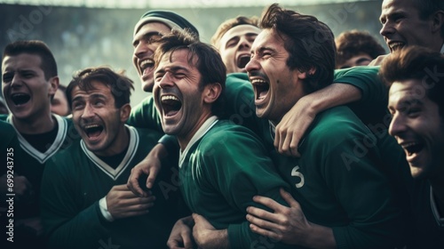 italian football players celebrating for their goal in a football match