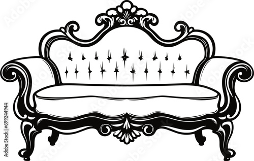 Sofa graphic black white isolated furniture sketch illustration vector. AI generated illustration.