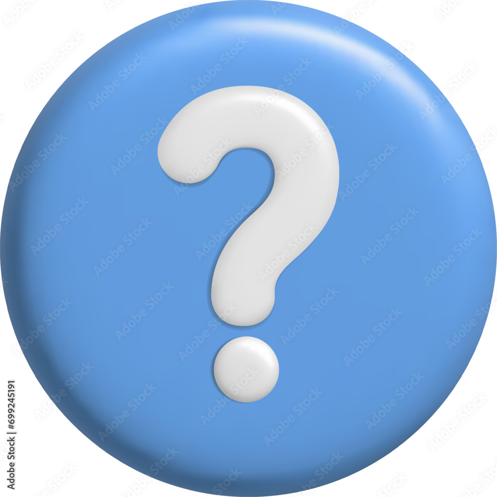 Question mark 3D icon on white background. Realistic 3d blue question mark. Vector illustration. Question mark 3D icon on white background. Realistic 3d blue question mark. Vector illustration.