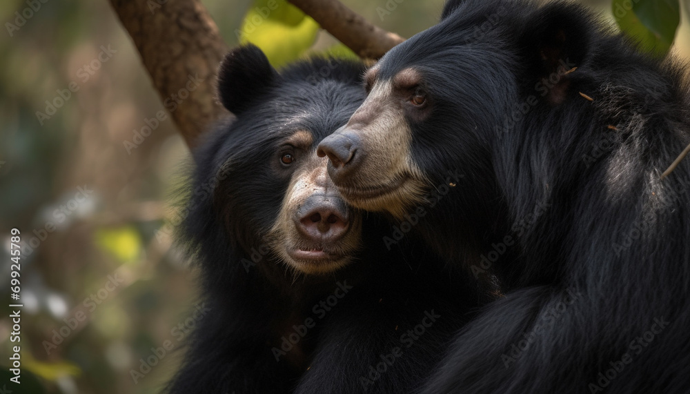 Cute primate looking at camera in tropical rainforest, playful puppy generated by AI Cute primate looking at camera in tropical rainforest, playful puppy generated by AI