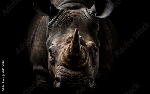 Rhino Rhinoceros , Dangerous Big Horn Facea animal