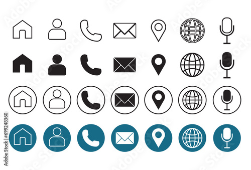 4 Style Contact information Icon in Vector Format, all are 28 icons