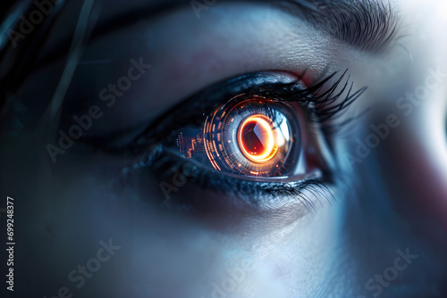 close up of futuristic augmented eye photo