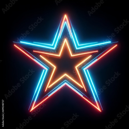 Radiant Neon Star Shape in Solid Colors on Black
