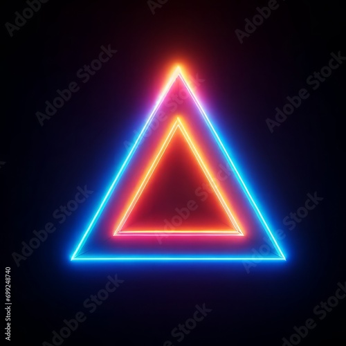 Radiant Neon Triangle in Solid Colors Isolated on Black