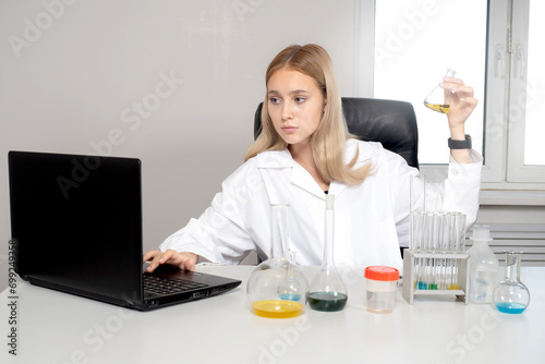 Woman laboratory assistant....