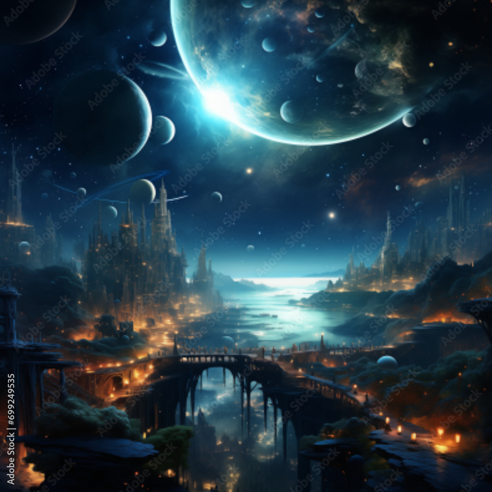 Fototapeta premium Universe Unveiled: Best Quality and Highly Detailed Artwork, a Masterpiece of Cosmic Exploration