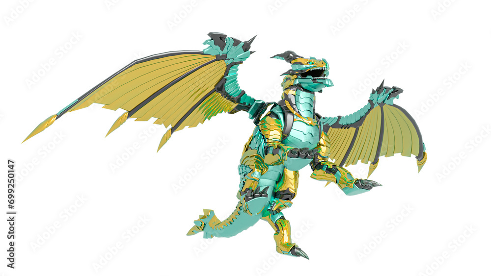 Fototapeta premium mech dragon is jumping up