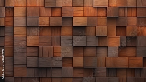 Close up of wooden cubes or blocks randomly shifted surface background texture, empty floor or wall hardwood wallpaper