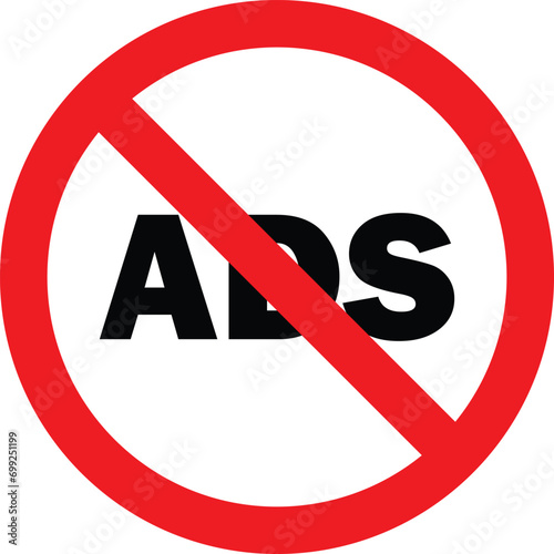 Ad blocker icon | No Ads Icon |No Ads Sign | Prohibited advertising and promotion