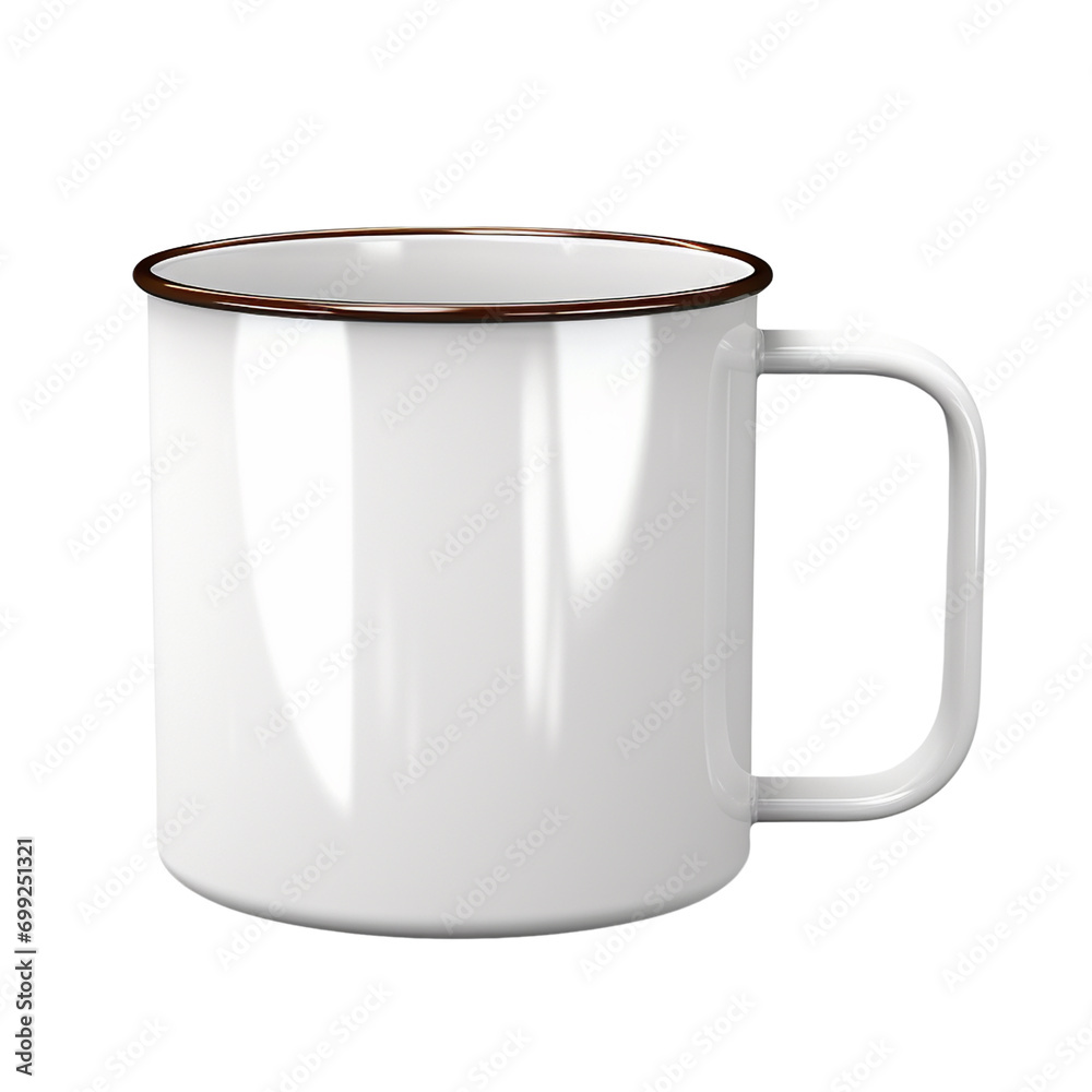 White and Black Enamel Mug Mockup isolated on transparent background, PNG White and Black Enamel Mug Mockup isolated on transparent background, PNG