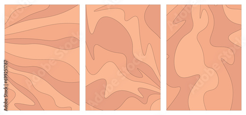 Set abstract background with line in peach fuzz color