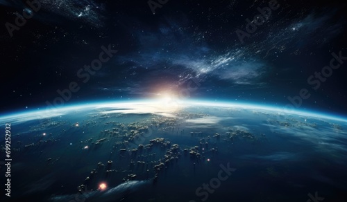 View of the Earth, star and galaxy © grigoryepremyan