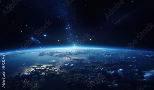 View of the Earth  star and galaxy