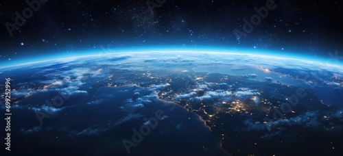 View of the Earth, star and galaxy