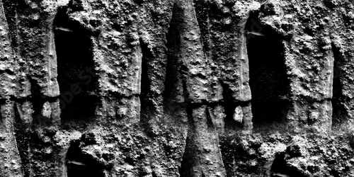 abstract dark of a concrete wall with crack and scratche. old wood texture, Bark of a grunge wall under layer of white paint. Rustic stone grit texture. Black stains and noise for distressed effect