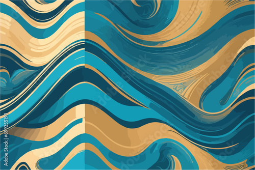 Waves in Bloom: Aesthetic Patterns Blossom in Flat Vector 2D