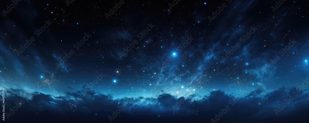 Space scene with stars in the galaxy. Panorama. Universe filled with stars, nebula and galaxy