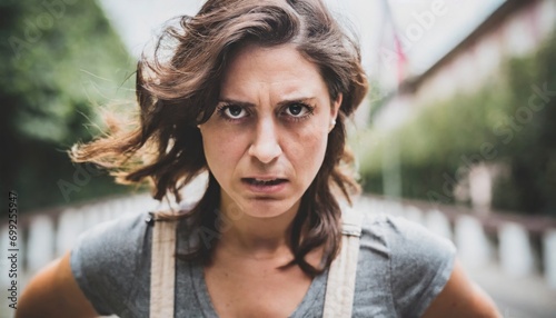 Angry woman profile.