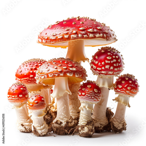 Obraz na płótnie Fly agaric mushrooms (Amanita muscaria) isolated on white w salonie