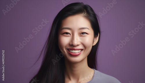 Smiling woman  beauty portrait  young adult looking at camera generated by AI