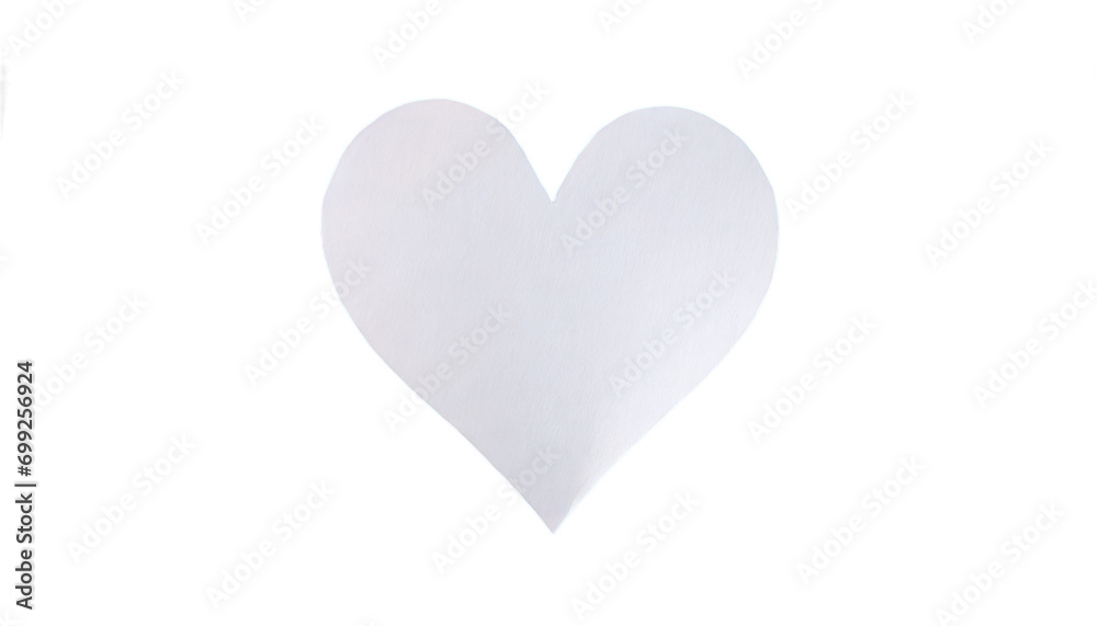 White paper heart on a transparent background