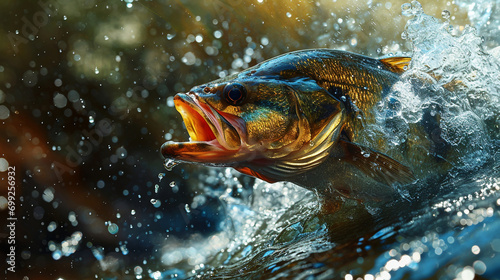 Bass Fishing Challenge   A close-up of a bass fisherman in action  showcasing the intensity and concentration involved in bass fishing