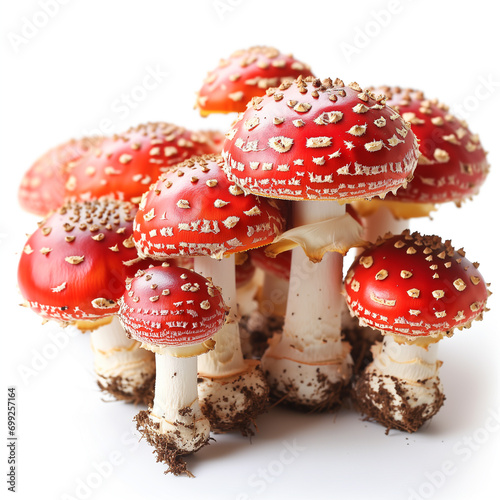 Obraz na płótnie Fly agaric mushrooms (Amanita muscaria) isolated on white w salonie