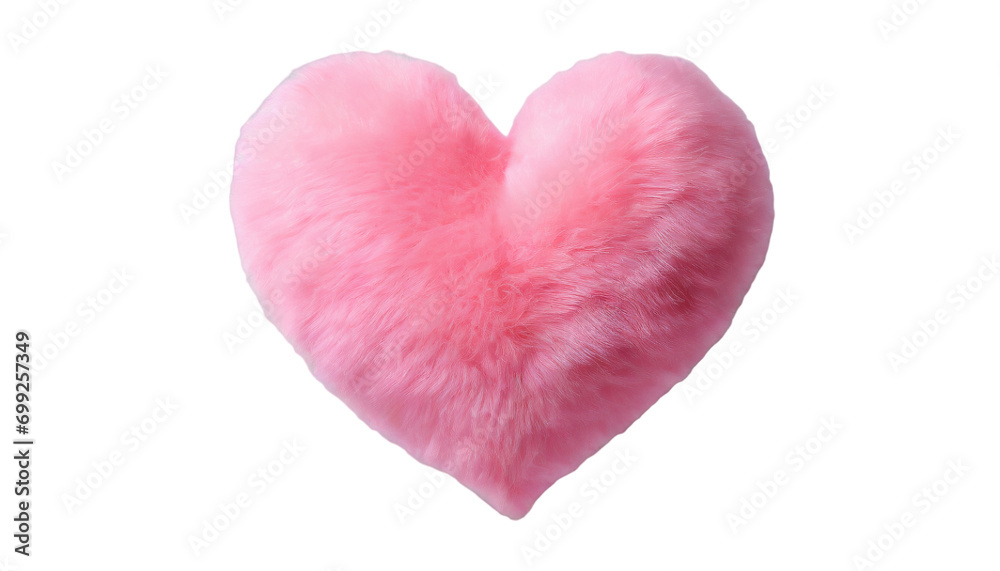 Pink puffy heart isolated on transparent background